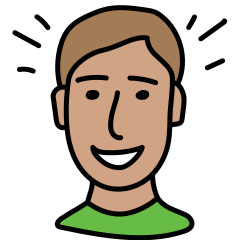 Cartoon person smiling